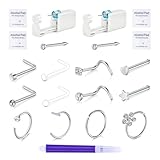 TOKRING Nose Piercing Kit - 2 Packs Self Piercing Gun with Silver Nose Rings Studs, Disposable Safety Piercing Kit