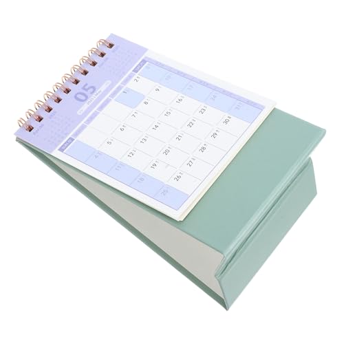 MOTHNUR 年スタンディングデスクカレンダー 豆緑色小型卓上カレンダー マルデザイン 手動日付切替 室内オフィス用インテリア兼用シンプル卓上装飾品