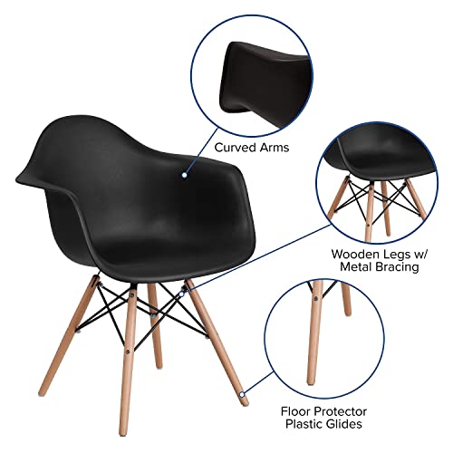 Flash Furniture Alonza Series Black Plastic Chair With Wooden Legs #TOP4