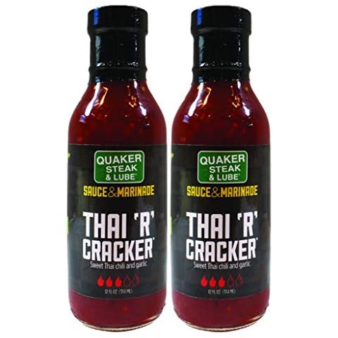 Quaker Steak and Lube Thai R Cracker Wing Sauce - TWO 12 Ounce Bottles of Quaker Steak & Lube Thai R Cracker Sauce Cover