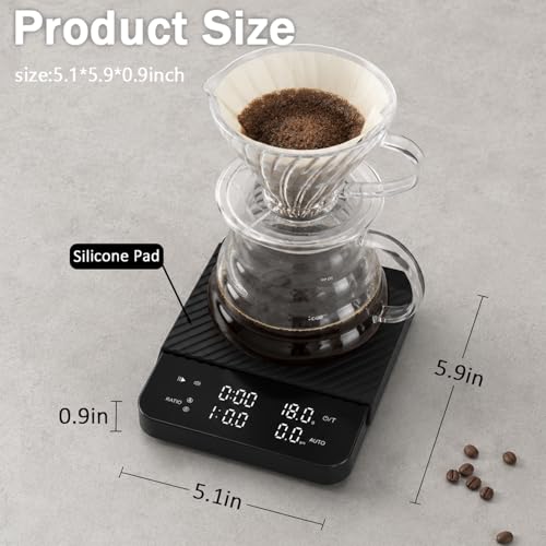 Image of Coffee Scale with Timer, Rechargeable Digital Scale, Ratios & Flow Rate Display, 2kg /0.1g Accurate Scale，Barista-Grade for Pour-Over, Espresso, French Press, Black