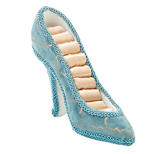Warmtree Fashion Jewelry Display Stand Necklace Jewelry Stand Holder Display Earring Necklace Bracelet Rings Organizer Display Stand for Girls Bridal Gift (Blue High-heeled Shoe Ring Holder)