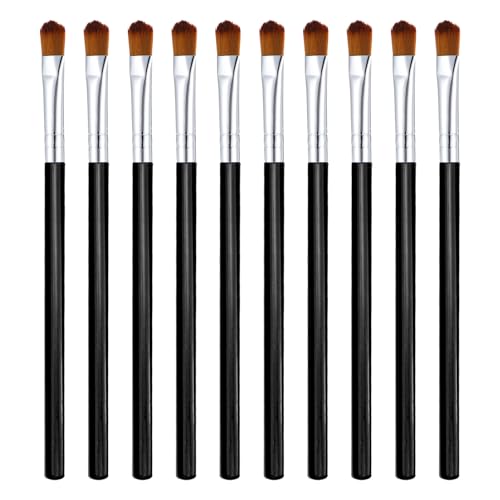 10 PCS Small Makeup Brushes, Eyeshadow Blending Concealer Brush Flat Concealer Brush Under Eye with Soft Synthetic Hairs, Portable Lipstick Eyebrow Foundation Brushes for Eyeshadow, Lipstick