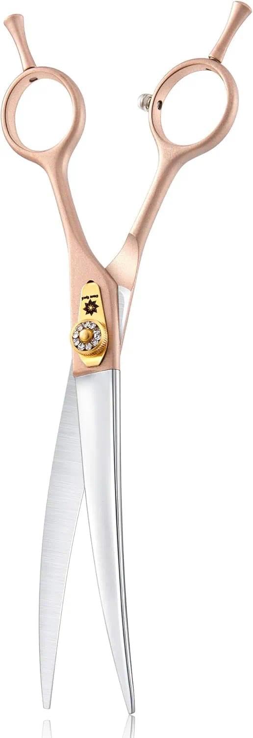 Dream Reach 7" Hundeschere Set (Gerade, Gebogen, Ausdünnen) 440C Edelstahl | Profi 3-in-1 Set: Gerade, Gebogene & Ausdünnungsschere (15-25% Ausdünnung), mit Tuch und Tasche, für Hunde & Katzen