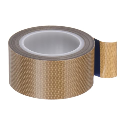 Image of HARFINGTON Fabric PTFE Tape Roll, 1 inch x 16ft High Temperature PTFE Adhesive Tape 0.18mm Thickness for Vacuum Sealer Machine Hand Sealers, Brown