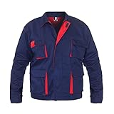 BWOLF Sigma Chaqueta de Trabajo Hombre Algodón y Poliéster Chaqueta Trabajo para Hombre Multi bolsillo con Cremallera Azul/rojo L