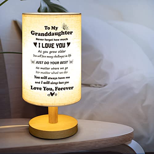 Funnli Granddaughter Gifts From Grandma Grandpa - Birthday Graduation Gifts For Granddaughter - 9.1 Inch Fabric Wooden Desk Night Lamp - Anniversary Christmas Gifts For Granddaughter #TOP2