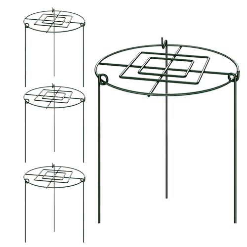 Pali di supporto per piante, 45 cm, gabbia ad anello di supporto per piante, pali in metallo per piante da giardino, telaio in ferro antiruggine, 4 pezzi per rose, ortensie, pomodori e aiuole