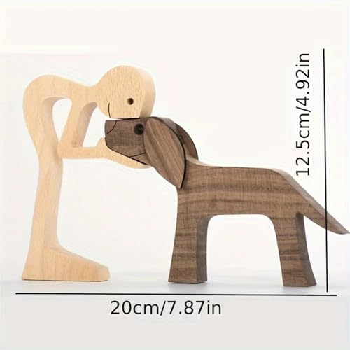 Wenxiaw Welpen Holzschnitz Ornamente, Holzfigur für Hunde Herzerwärmendes Geschenk Handgemachte Hund Holzschnitzerei Welpe Holz Handwerk Skulptur Für Hundeliebhaber, Bastelfigur, Holz, Zuhause, Büro