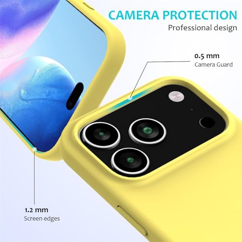 Image of Back Cover Compatible with iPhone 17 Pro Max Case Liquid Silicone Full Protection Shock Proof Back Cover for iPhone 17 Pro Max (Yellow)