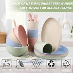 20 PCS Wheat Straw Dinnerware Set for 4 - Unbreakable Plates, Bowls, Cups & Cutlery - Microwave/Dishwasher Safe for Camping & Outdoor - Blush Color