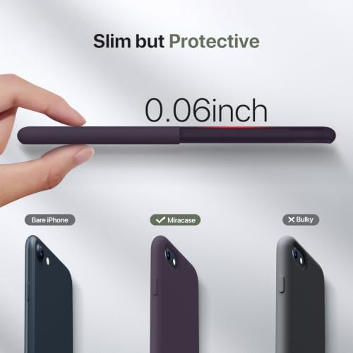 Image of Miracase Ultra Slim Designed for iPhone SE Case 2022(3rd Gen) /iPhone SE 2020 Case(2nd Gen) /iPhone 7 Case /iPhone 8 Case with Screen Protector, Multi-Color Silicone Shockproof Phone Case Dark Purple