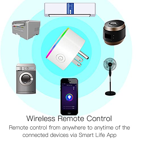 Miniatura 2 de MOES Enchufe inteligente WiFi Smart Power Socket con luz nocturna LED RGB, control remoto inalámbrico con Smart LifeTuya App, salida compatible con