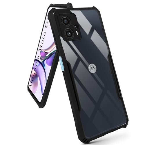 Image of Hybrid Back Cover for ‎Motorola Moto G13, 360 Protection | Crystal Clear with Black Bumper | Camera Protection | Ultra Hybrid Transparent (Black Bumper)