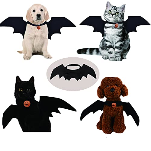 Halloween Haustier Kostüm,Haustier Fledermaus Kostüm,Halloween Hund kostüm, Katze Hund Fledermausflügel mit 2Pcs Pumpkin Bell,für Haustiere, Hunde und Katzen,Halloween Partys