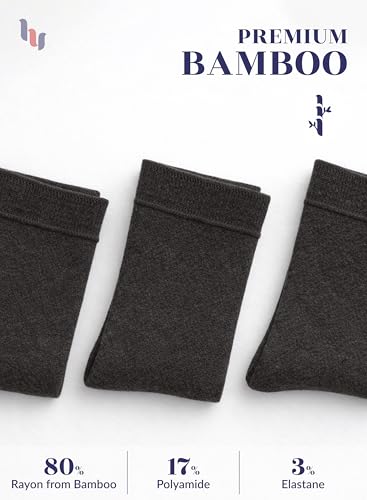Image of Hugh Ugoli Women's Thin Soft Rayon Derived from Bamboo Crew Socks for Dress, Trouser, Seamless Toe & Non-Binding, 5-8 /9-11