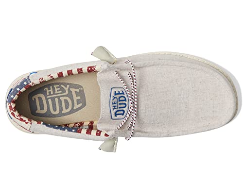 Image of Hey Dude Wally Braided Sneaker Rosso da Uomo 40003-6VP, Stars N Stripes, 5 UK