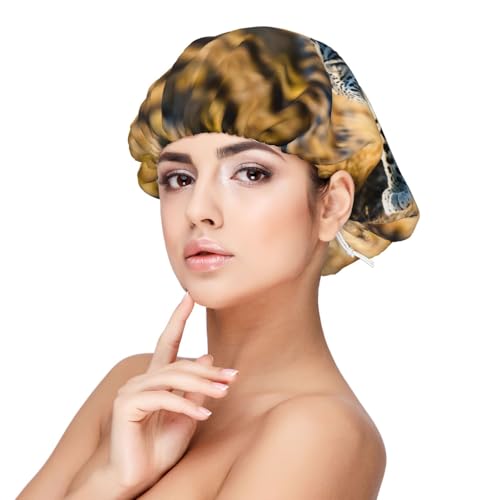 Double Layer Reversible Hair Wrap Satin Sleep Leopard Cap Bonnet for Braid Curly Hair Satin Bonnet