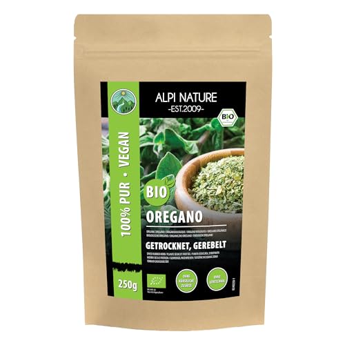 Alpi Nature Oregano getrocknet BIO 250g, Oregano gerebelt, bio Gewürze zum Kochen, Pasta, Pizza, Fleish, Salaten