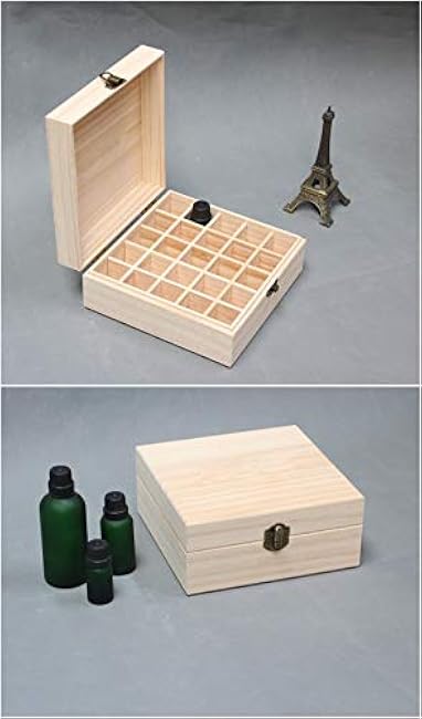 VolksRose Essential Oil Box, Wooden Storage Container Holds 25 Bottles, Multi-Tray Organizer #ob01