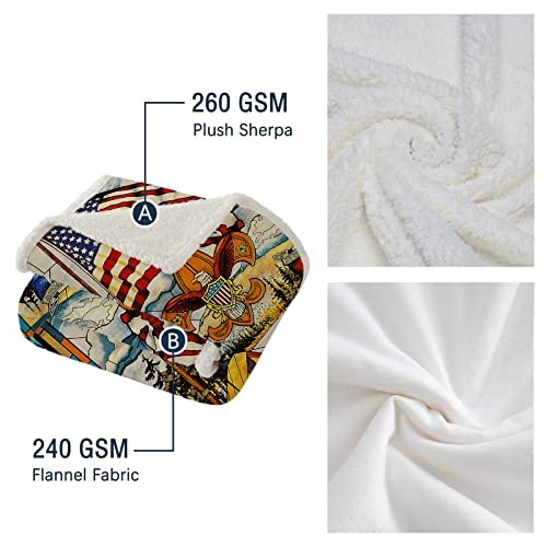 Bedmust American Flag Fleece Blanket For Bed Couch Chair Eagle Scout Sherpa Throw Blanket For Men Women And Kids Soft Plush Lion Tiger Wolf Cub Scout Blanket Throw (60X80 Inches) #TOP6