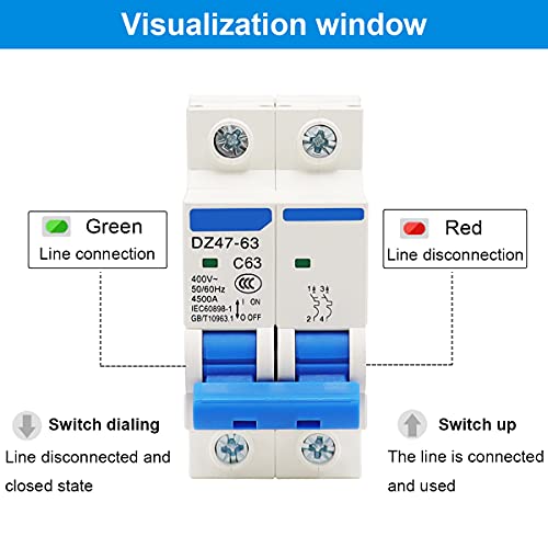 Weideer 2Pcs Ac Miniature Circuit Breaker Dz47-63 C32 400V 2 Poles 32A Din Rail Mount #TOP2