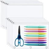 Lincia 20 Pack Clear Pencil Pouch for 3 Ring Binder Zippered 3 Ring Binder Pocket Inserts Bag Pencil Case 10 x 7'' Visible Cash Envelope with Re-enforced Grommet for College Office