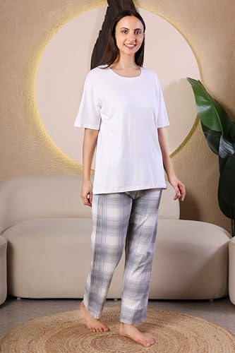 Image of KSHS Printed Round Neck Short Sleeve Nightsuit Set | Pajama Set | Casual Night Dress for Women