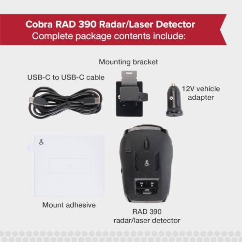 Image of Cobra RAD 390 Laser Radar Detector, New Model with Long Range Detection