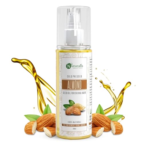 Naturalis Essence Of Nature Cold Pressed Almond Carrier Oil For Skin Lightening, Pigmentation, Stretch Marks, Acne Scars, Wrinkles, Aging, 200 Ml (Almond)
