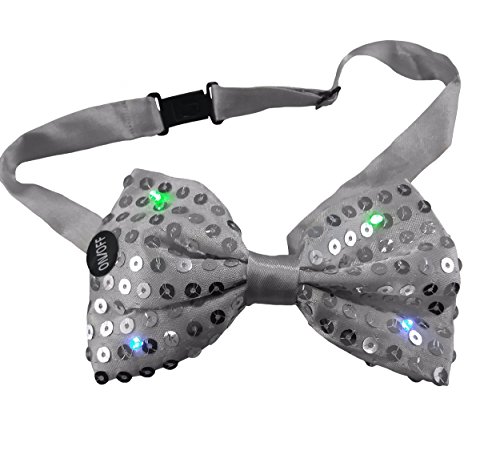 Forum Novelties Light up Sequin Bowtie, Silver