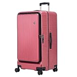TydeCKare 29 Inch 40 * 37 * 77cm, 113L,Aluminum Checked Luggage with Side Opening, 360° Universal Wheels, Lightweight Hardshell ABS+PC Suitcase with TSA Lock, Wine Red