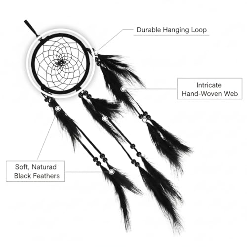 Handmade Large Wood Beads Dream Catcher Dreamcatcher Craft Hanging Pendant Ornament Gift for Living Room Home Decoration Wedding and Festivals (Black) - Image 6