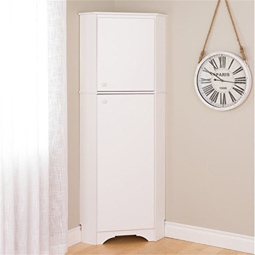 Prepac Elite Corner Storage Cabinet, Tall 2-Door, White #TOP1