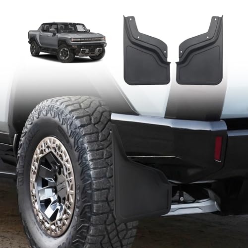 Image of BestEvMod Compatible with Hummer EV Pickup Rear Mud Flaps Splash Guards 2022-2026 Accessories Fender Dirt Protection No Need to Drill Holes (Set of 2) Only Rear