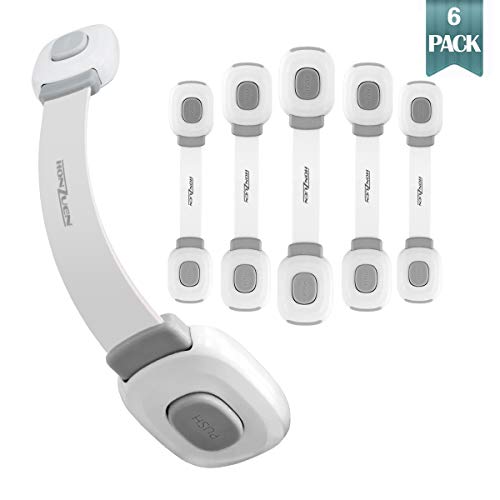 HONZUEN Cierres Seguridad Bebés Extra Fuerte 3M Adhesivo Protector Cajones Bebe, Cerraduras de Seguridad Niños para Armarios Cajones Puertas WC Electrodomésticos, 6 Pieza