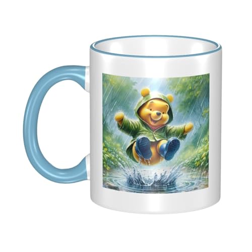 ク マのプーさん マグカップ コーヒーカップ セラミック大容量 大きい かわいい おしゃれ 人気 アニメ キャラクター 330ml 陶器 電子レンジ温め対応 耐熱 耐冷 Sky Blue