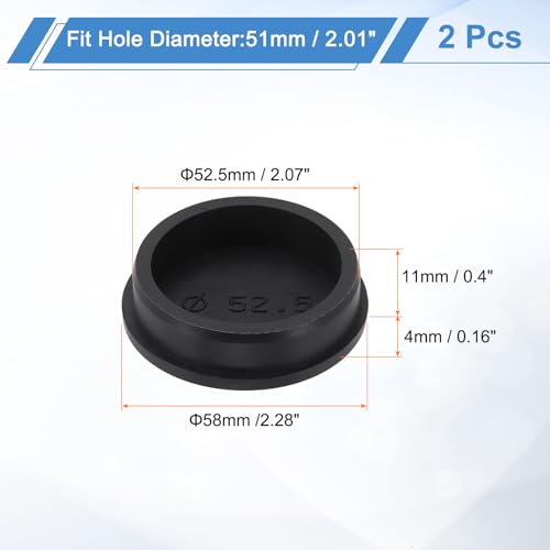 Image of uxcell 2Pcs Silicone Hole Plug, Waterproof Round Rubber Stoppers Bottle Seal Plugs Tube Pipe End Caps for 51mm /2.01 inch Hole for Bathtub Bottle, Black