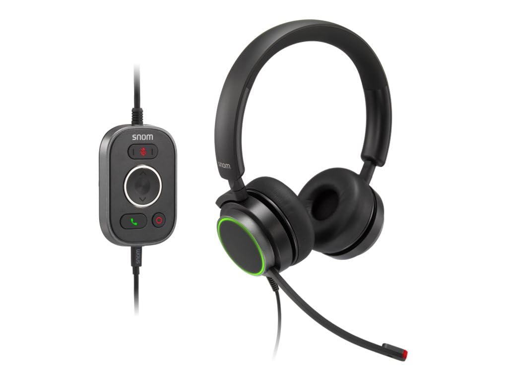 Snom A330D Kabelgebundenes Over-Ear-Headset - Headset Mit Mikrofon Kabellos, Kopfhörer Kabel, Gaming Headset Wireless Mit Mikrofon & Passiver Geräuschunterdrückung - Telefon 00004598