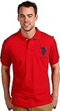 U.S. Polo Assn. Men's Solid Short-Sleeve Pique Polo Shirt, Red/Navy, M