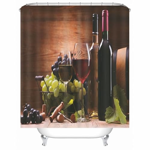 Rideau de douche lavable imperméable marron en polyester avec anneaux - 2
