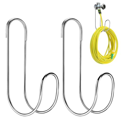 Gartenschlauchhalter - 15 M Gartenschlauch Halterung Mit Haken | Edelstahl 304 Robuster Schlauchhalter | Wasserschlauch Aufbewahrungsgestell Für Garage Garten & Stall Außenbereich Aufbewahrung