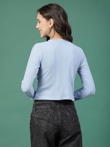 Image of Rigo Casual Wear V Neck Rib Knit Top for Women | Slim Fit Long Sleeves Western Tops for Women