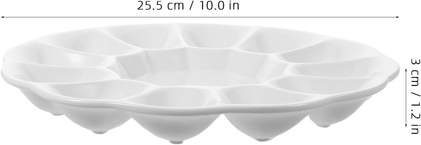 Ipetboom Ceramic Deviled Egg Tray/Platter, Egg Dish with 12 Compartments