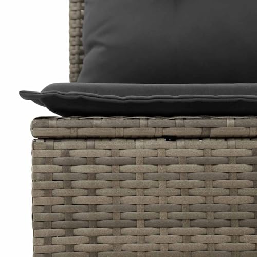 vidaXL Garten Ecksofa mit Kissen, Outdoor Sofa mit abnehmbarem waschbarem Bezug, Gartensofa mit Staufach unter Sitzfläche, Gartencouch Gartenmöbel, Grau Poly Rattan