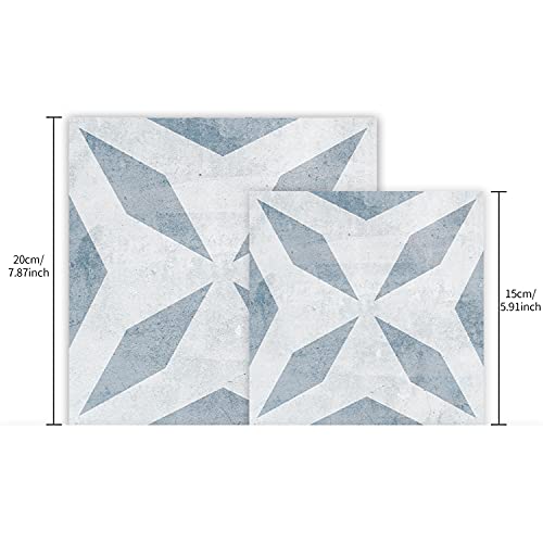 12 Pcs Peal And Stick Frosted Vinyl Wall Tile Transfer Backsplash Sticker, Self-Adhesive Floor Sticker For Kitchen Bathroom, Blue Geometry, 6X6Inch (15X15Cm) #TOP3