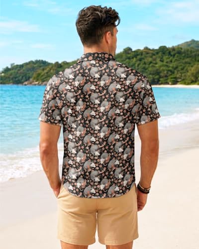 Image of 99TIMORO Fathers Film Button Down Shirt for Men, Funny Hawaiian Short Sleeve Top, Summer Beach Gifts