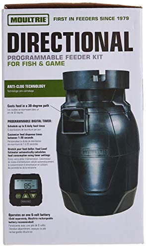 Moultrie Quick-Lock Directional Feeder Kit - Programmable Digital Timer - Anti-Clog Technology - 30-Degree Targeted Feed Dispersion - Tool-Free Quick-Lock System - Durable All-Weather Design