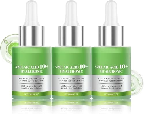 Sérum calmante para rojeces con ácido azelaico 10+, ácido hialurónico, suave y calmante, hidratante con ácido hialurónico, ideal para la rutina diaria (30 ml)
