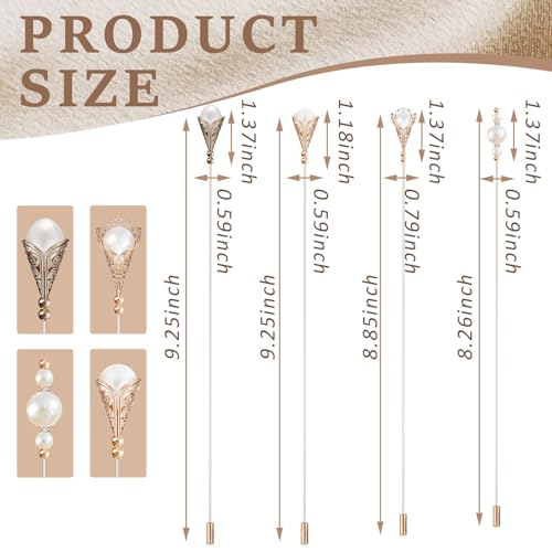 Norme 4 Pcs Elegant Retro Hat Pins Classic Long Imitation Pearl Pins Brooches Suits Ties Hats Scarves Jewelry Set Accessories for Men Women2